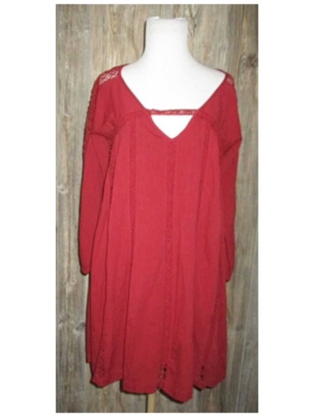 American Eagle Outfitters Open Crochet Lace Detail Tunic Dress Sz XS Burgundy